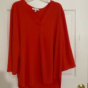 Chaus Red Asymmetrical Tunic Blouse